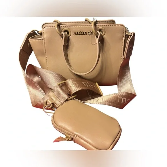 Madden Girl Tan Crossbody Bag with Structured Design - Picture 1 of 9